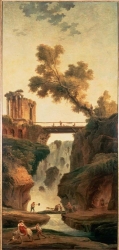 hermitage/robert, hubert - landscape with a waterfall